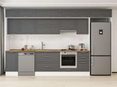 Alvinka 380X240 Cm Klasik Mebran Mutfak Dolabı Beyaz Beyaz Mb-E90S45S45-1 Mebran | Antrasit - Mdf