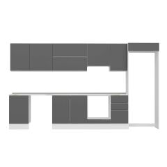 Alvinka 375X222 Cm High Gloss Mutfak Dolabı Mb-E80S50S45-1 High Gloss | Antrasit - Suntalam