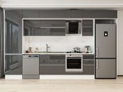 Alvinka 380X240 Cm High Gloss Mutfak Dolabı Mbb-E80B60S40-2 High Gloss | Antrasit - Suntalam