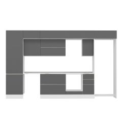 Alvinka 380X240 Cm High Gloss Mutfak Dolabı Mbb-E80B60S40-2 High Gloss | Antrasit - Suntalam