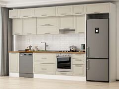 Alvinka 380X240 Cm Klasik Mebran Mutfak Dolabı Beyaz Beyaz Mb-E90S45S45-1 Mebran | Kumtaşı - Mdf