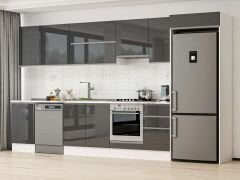 Alvinka 375X222 Cm High Gloss Mutfak Dolabı Mb-E80S50S45-1 High Gloss | Antrasit - Mdf