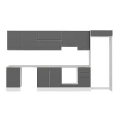 Alvinka 375X222 Cm High Gloss Mutfak Dolabı Mb-E80S50S45-1 High Gloss | Antrasit - Mdf