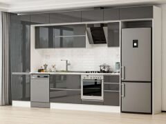 Alvinka 380X240 Cm High Gloss Mutfak Dolabı Mbb-E80B60S40-2 High Gloss | Antrasit - Mdf