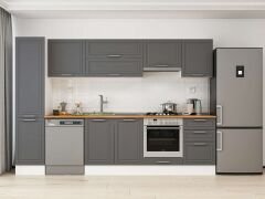 Alvinka 305X210 Cm Klasik Mebran Mutfak Dolabı Mb-E90B45S50-1 Mebran | Antrasit - Mdf