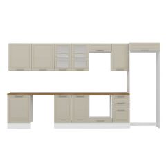 Alvinka 395X222 Cm Klasik Mebran Mutfak Dolabı Mb-E90S60S45-3 Mebran | Kumtaşı - Suntalam