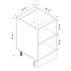 Alvinka Mutfak Modül Mbr_C Alt 1K1R 40Cm Dolap Beyaz Beyaz Mdf