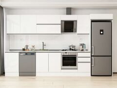 Alvinka 375X222 Cm High Gloss Mutfak Dolabı Mb-E80S50S45-2 High Gloss | Beyaz - Suntalam