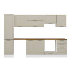 Alvinka 305X210 Cm Klasik Mebran Mutfak Dolabı Mb-E90B45S50-1 Mebran | Kumtaşı - Mdf