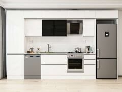 Alvinka 380X240 Cm High Gloss Mutfak Dolabı Mbb-E80B60S40-3 High Gloss | Beyaz - Mdf