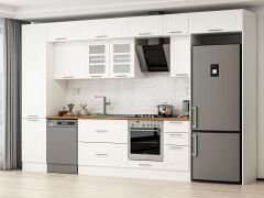 Alvinka 380X240 Cm Klasik Mebran Mutfak Dolabı Beyaz Beyaz Mbb-E90B50S40-3