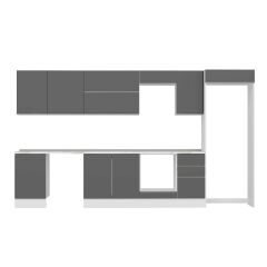 Alvinka 375X222 Cm High Gloss Mutfak Dolabı Mb-E80S50S45-2 High Gloss | Antrasit - Suntalam