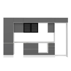 Alvinka 380X240 Cm High Gloss Mutfak Dolabı Mbb-E80B60S40-3 High Gloss | Antrasit - Suntalam