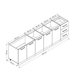 Minar 295 Cm Mutfak Dolabı Beyaz Antrasit 295-A2