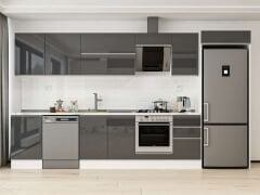 Alvinka 375X222 Cm High Gloss Mutfak Dolabı Mb-E80S50S45-2 High Gloss | Antrasit - Mdf