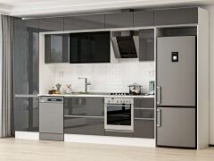 Alvinka 380X240 Cm High Gloss Mutfak Dolabı Mbb-E80B60S40-3 High Gloss | Antrasit - Mdf