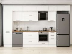 Alvinka 385X240 Cm Klasik Mebran Mutfak Dolabı Beyaz Beyaz Mbb-E90B50S45-2