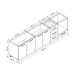 Minar 295 Cm Mutfak Dolabı Beyaz Antrasit 295-A3