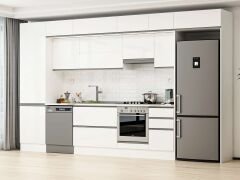 Alvinka 385X240 Cm High Gloss Mutfak Dolabı Mbb-E80B60S45-1 High Gloss | Beyaz - Suntalam