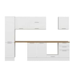 Alvinka 305X210 Cm Klasik Mebran Mutfak Dolabı Mb-E90B45S50-2 Mebran | Beyaz - Mdf