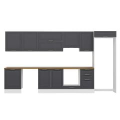 Alvinka 400X222 Cm Klasik Mebran Mutfak Dolabı Mb-E90S60S50-1 Mebran | Antrasit - Suntalam