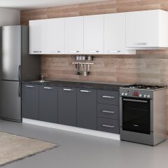 Minar 295 Cm Mutfak Dolabı Beyaz Antrasit 295-A4