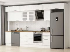 Alvinka 380X240 Cm Klasik Mebran Mutfak Dolabı Beyaz Beyaz Mb-E90S45S45-3 Mebran | Beyaz - Suntalam