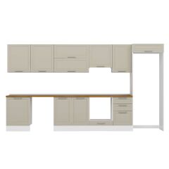 Alvinka 400X222 Cm Klasik Mebran Mutfak Dolabı Mb-E90S60S50-1 Mebran | Kumtaşı - Suntalam