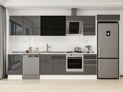 Alvinka 375X222 Cm High Gloss Mutfak Dolabı Mb-E80S50S45-3 High Gloss | Antrasit - Suntalam
