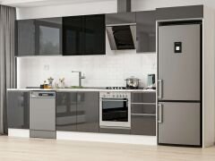 Alvinka 375X222 Cm High Gloss Mutfak Dolabı Mb-E80S50S45-3 High Gloss | Antrasit - Suntalam