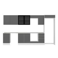 Alvinka 375X222 Cm High Gloss Mutfak Dolabı Mb-E80S50S45-3 High Gloss | Antrasit - Suntalam