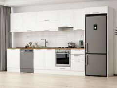 Alvinka 400X222 Cm Klasik Mebran Mutfak Dolabı Mb-E90S60S50-1 Mebran | Beyaz - Mdf