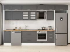 Alvinka 380X240 Cm Klasik Mebran Mutfak Dolabı Beyaz Beyaz Mb-E90S45S45-3 Mebran | Antrasit - Suntalam