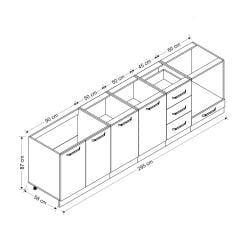 Minar 295 Cm Mutfak Dolabı Beyaz Antrasit 295-A6