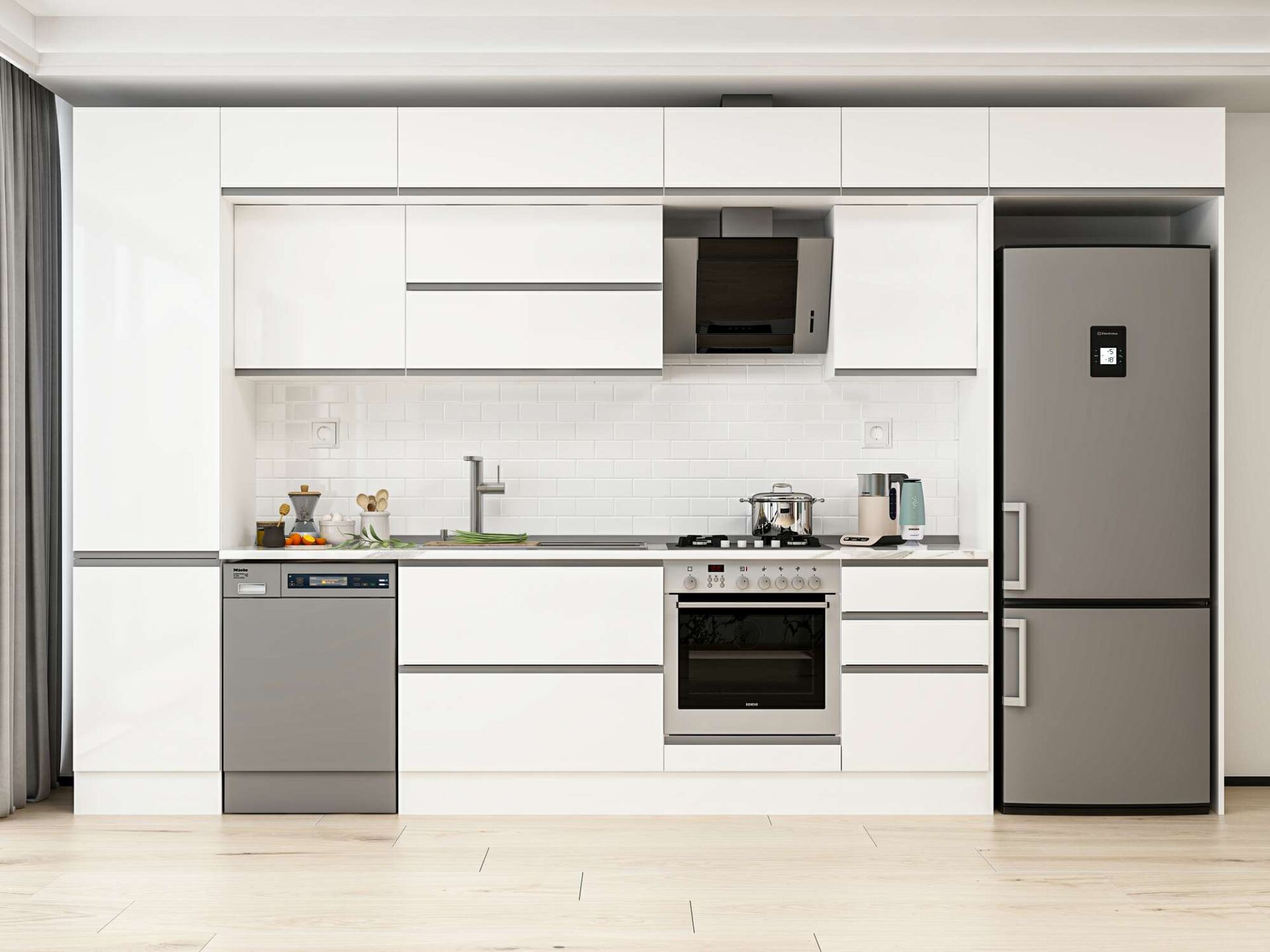 Alvinka 380X240 Cm High Gloss Mutfak Dolabı Mbb-E80B50S50-2
