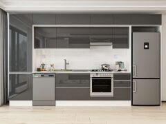 Alvinka 385X240 Cm High Gloss Mutfak Dolabı Mbb-E80B60S45-1 High Gloss | Antrasit - Mdf