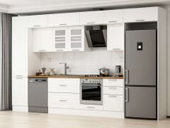 Alvinka 390X240 Cm Klasik Mebran Mutfak Dolabı Beyaz Beyaz Mbb-E90B50S50-3