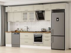 Alvinka 380X240 Cm Klasik Mebran Mutfak Dolabı Beyaz Beyaz Mb-E90S45S45-3 Mebran | Kumtaşı - Suntalam