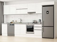 Alvinka 380X222 Cm High Gloss Mutfak Dolabı Mb-E80S50S50-1 High Gloss | Beyaz - Mdf