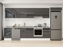 Alvinka 380X222 Cm High Gloss Mutfak Dolabı Mb-E80S50S50-1 High Gloss | Antrasit - Suntalam