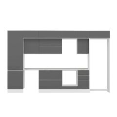 Alvinka 385X240 Cm High Gloss Mutfak Dolabı Mbb-E80B60S45-2 High Gloss | Antrasit - Suntalam