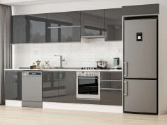 Alvinka 380X222 Cm High Gloss Mutfak Dolabı Mb-E80S50S50-1 High Gloss | Antrasit - Mdf