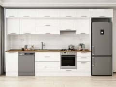 Alvinka 385X240 Cm Klasik Mebran Mutfak Dolabı Beyaz Beyaz Mb-E90S45S50-1 Mebran | Beyaz - Suntalam