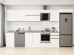 Alvinka 380X222 Cm High Gloss Mutfak Dolabı Mb-E80S50S50-2 High Gloss | Beyaz - Suntalam