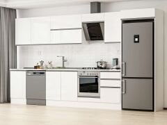 Alvinka 380X222 Cm High Gloss Mutfak Dolabı Mb-E80S50S50-2 High Gloss | Beyaz - Suntalam