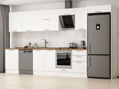 Alvinka 400X222 Cm Klasik Mebran Mutfak Dolabı Mb-E90S60S50-2 Mebran | Beyaz - Mdf