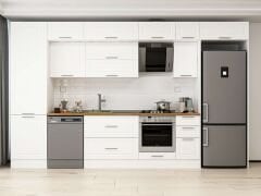 Alvinka 390X240 Cm Klasik Mebran Mutfak Dolabı Beyaz Beyaz Mbb-E90B60S40-2