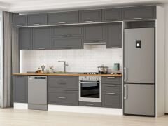 Alvinka 385X240 Cm Klasik Mebran Mutfak Dolabı Beyaz Beyaz Mb-E90S45S50-1 Mebran | Antrasit - Suntalam