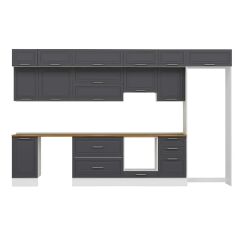 Alvinka 385X240 Cm Klasik Mebran Mutfak Dolabı Mb-E90S45S50-1 Mebran | Antrasit - Suntalam