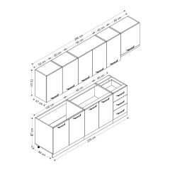 Minar 295 Cm Mutfak Dolabı Beyaz Dore 295-D4
